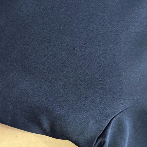 Theory Satin Classic Career Straight Leg Mid Rise Trouser Pants Mavy - Picture 12 of 14